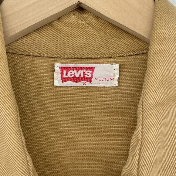 Vintage LEVIS Shirt Mens M Red Batwing Twill Button Up Utility Long Sleeve Brown - Picture 5 of 16